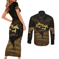 Roman Empire Couples Matching Short Sleeve Bodycon Dress and Long Sleeve Button Shirt Centurion Colosseum - Wonder Print Shop
