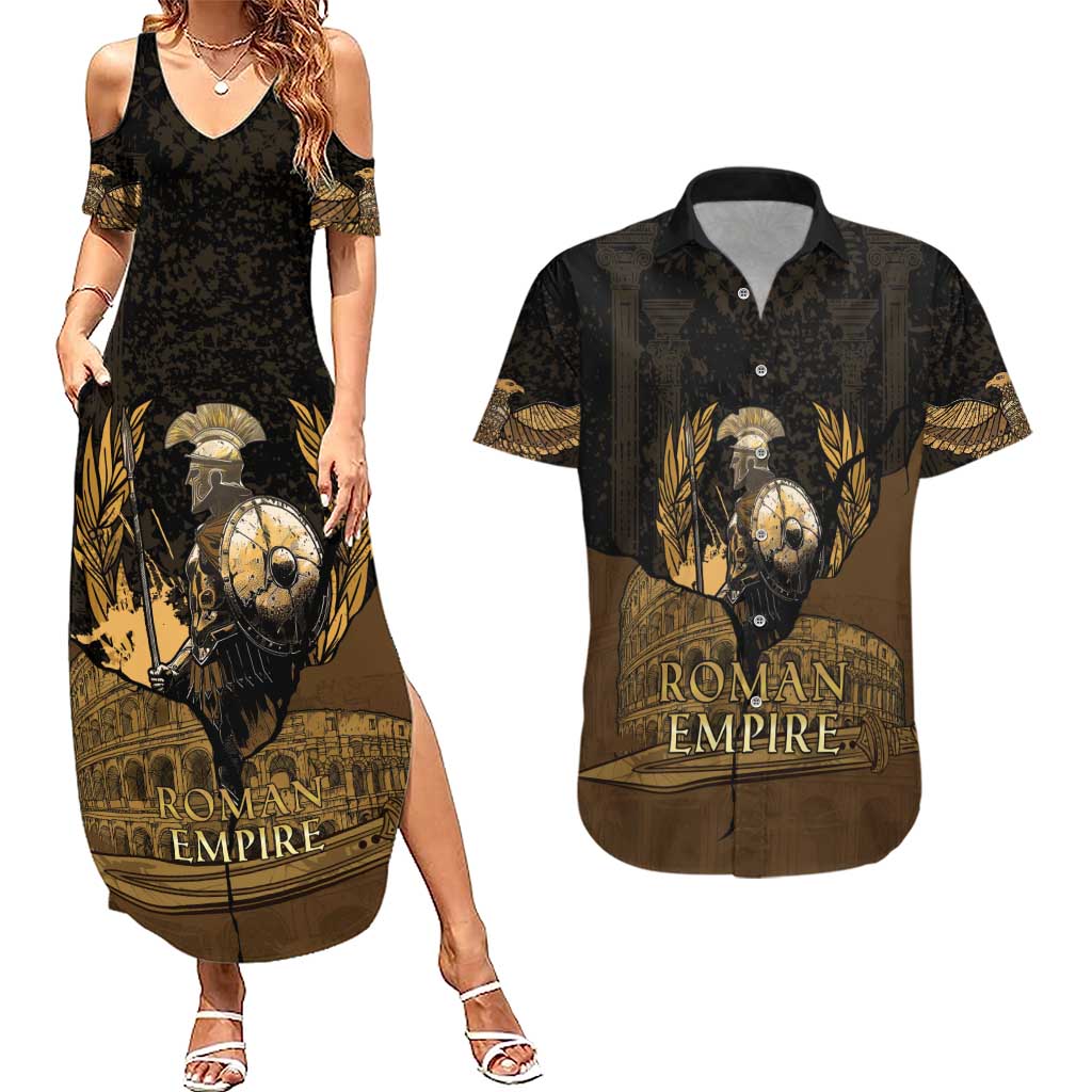 Roman Empire Couples Matching Summer Maxi Dress and Hawaiian Shirt Centurion Colosseum - Wonder Print Shop