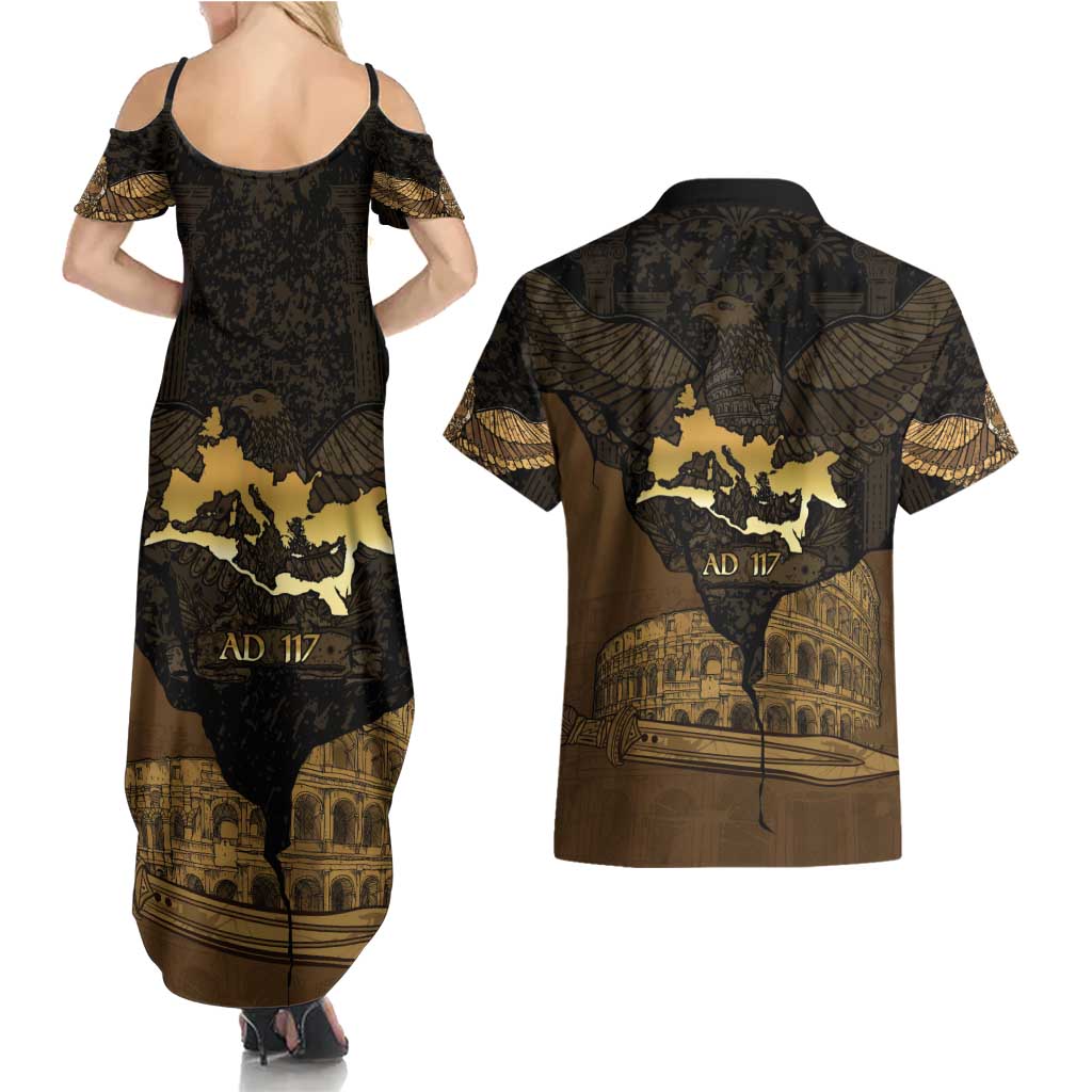 Roman Empire Couples Matching Summer Maxi Dress and Hawaiian Shirt Centurion Colosseum - Wonder Print Shop