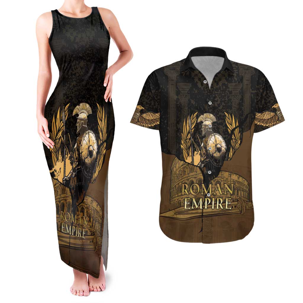 Roman Empire Couples Matching Tank Maxi Dress and Hawaiian Shirt Centurion Colosseum - Wonder Print Shop