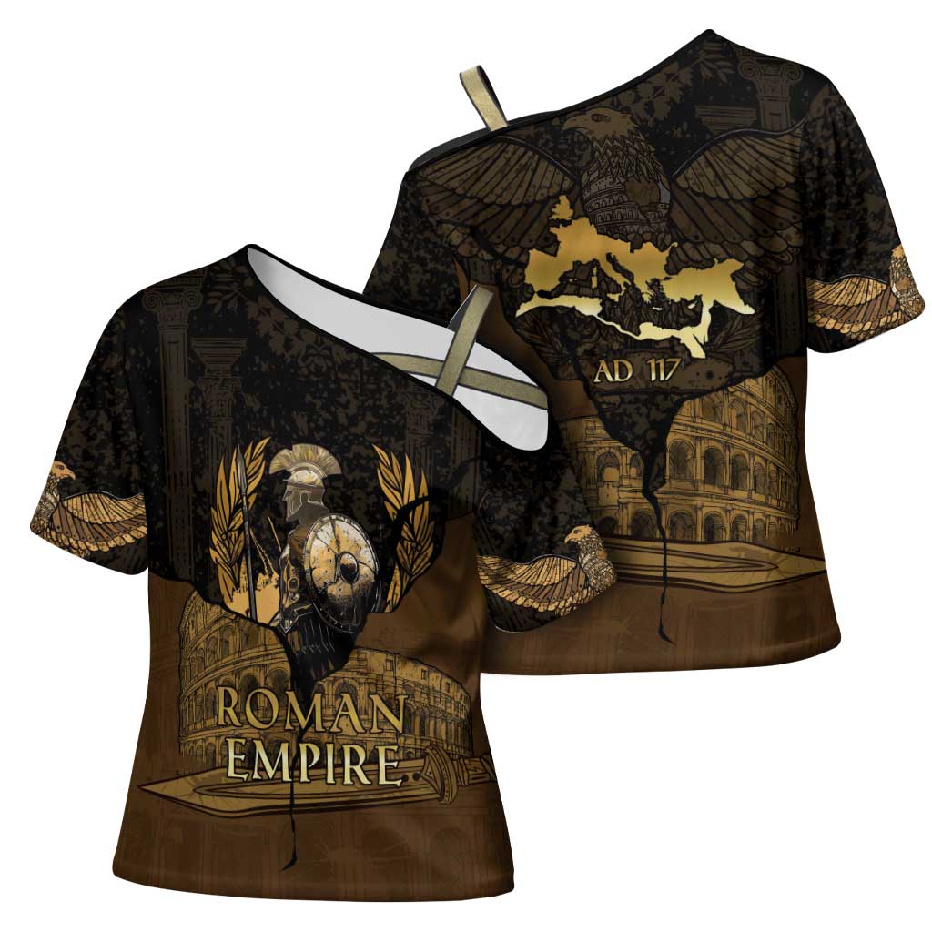 Roman Empire Cross Shoulder Shirt Centurion Colosseum - Wonder Print Shop