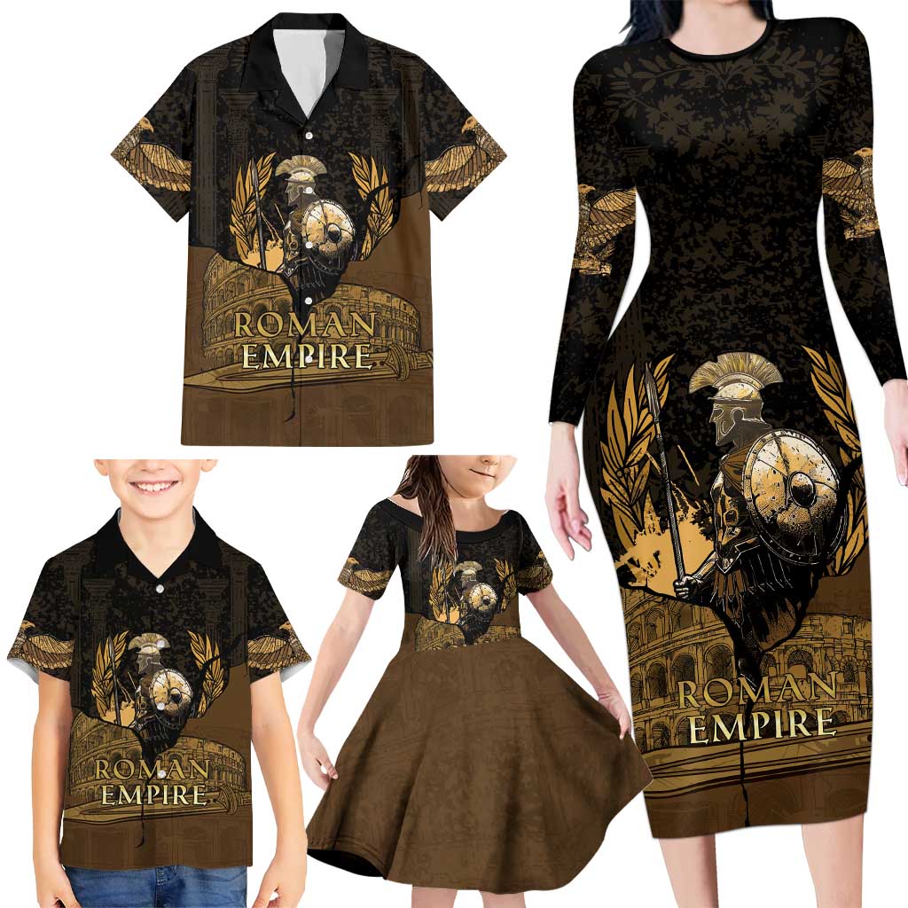 Roman Empire Family Matching Long Sleeve Bodycon Dress and Hawaiian Shirt Centurion Colosseum - Wonder Print Shop