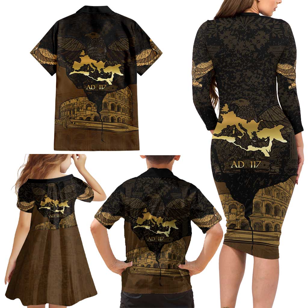Roman Empire Family Matching Long Sleeve Bodycon Dress and Hawaiian Shirt Centurion Colosseum - Wonder Print Shop