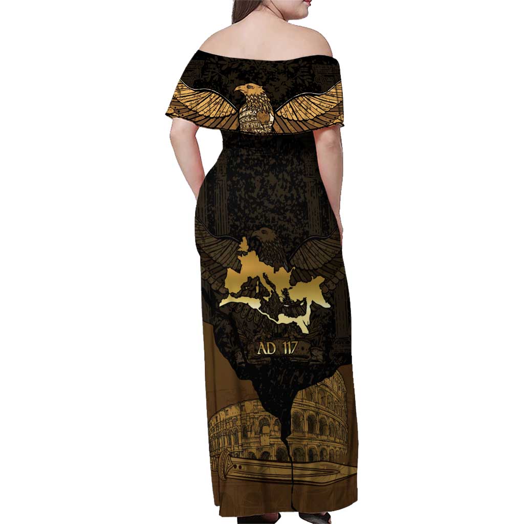 Roman Empire Family Matching Off Shoulder Maxi Dress and Hawaiian Shirt Centurion Colosseum - Wonder Print Shop