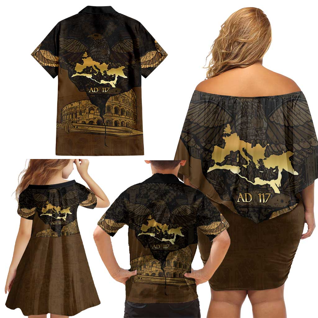 Roman Empire Family Matching Off Shoulder Short Dress and Hawaiian Shirt Centurion Colosseum - Wonder Print Shop
