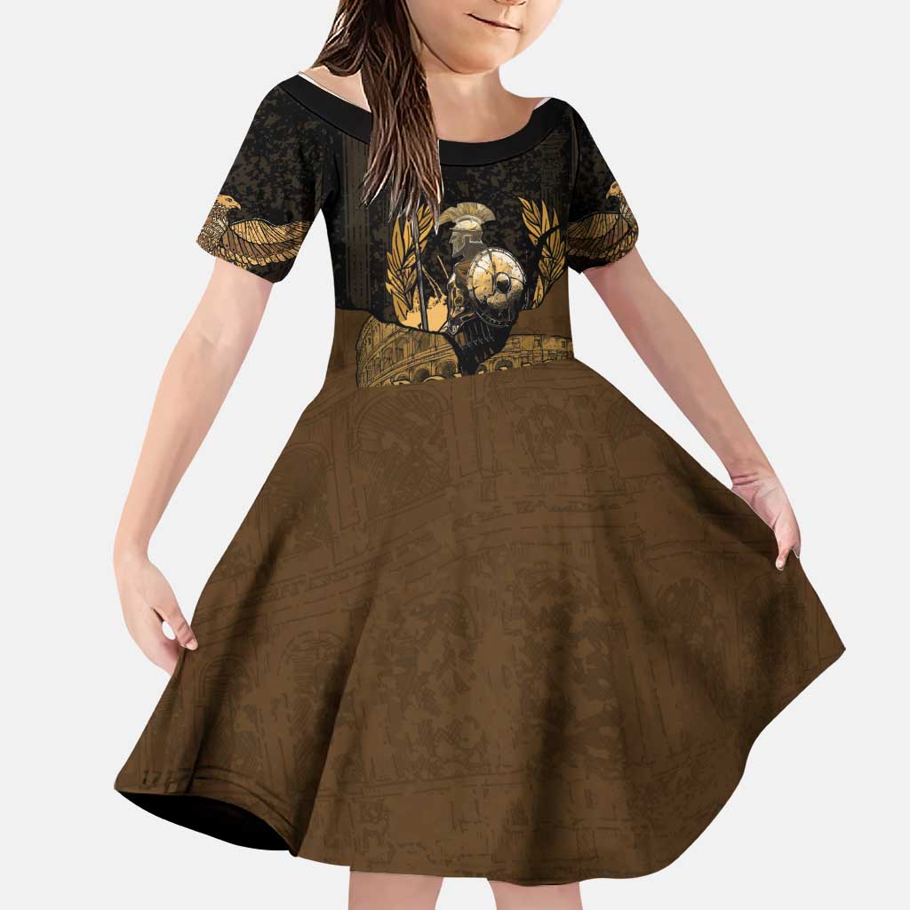 Roman Empire Family Matching Short Sleeve Bodycon Dress and Hawaiian Shirt Centurion Colosseum - Wonder Print Shop