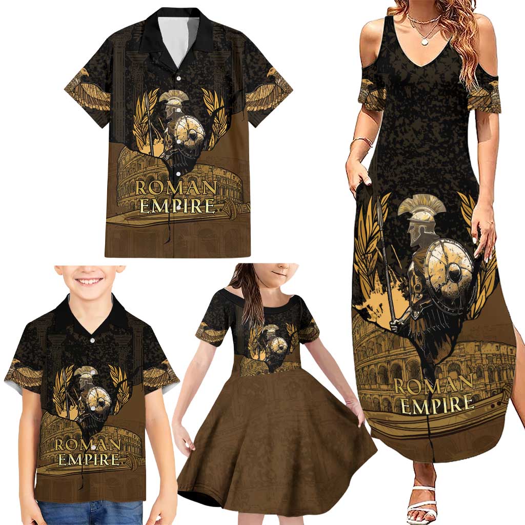 Roman Empire Family Matching Summer Maxi Dress and Hawaiian Shirt Centurion Colosseum - Wonder Print Shop