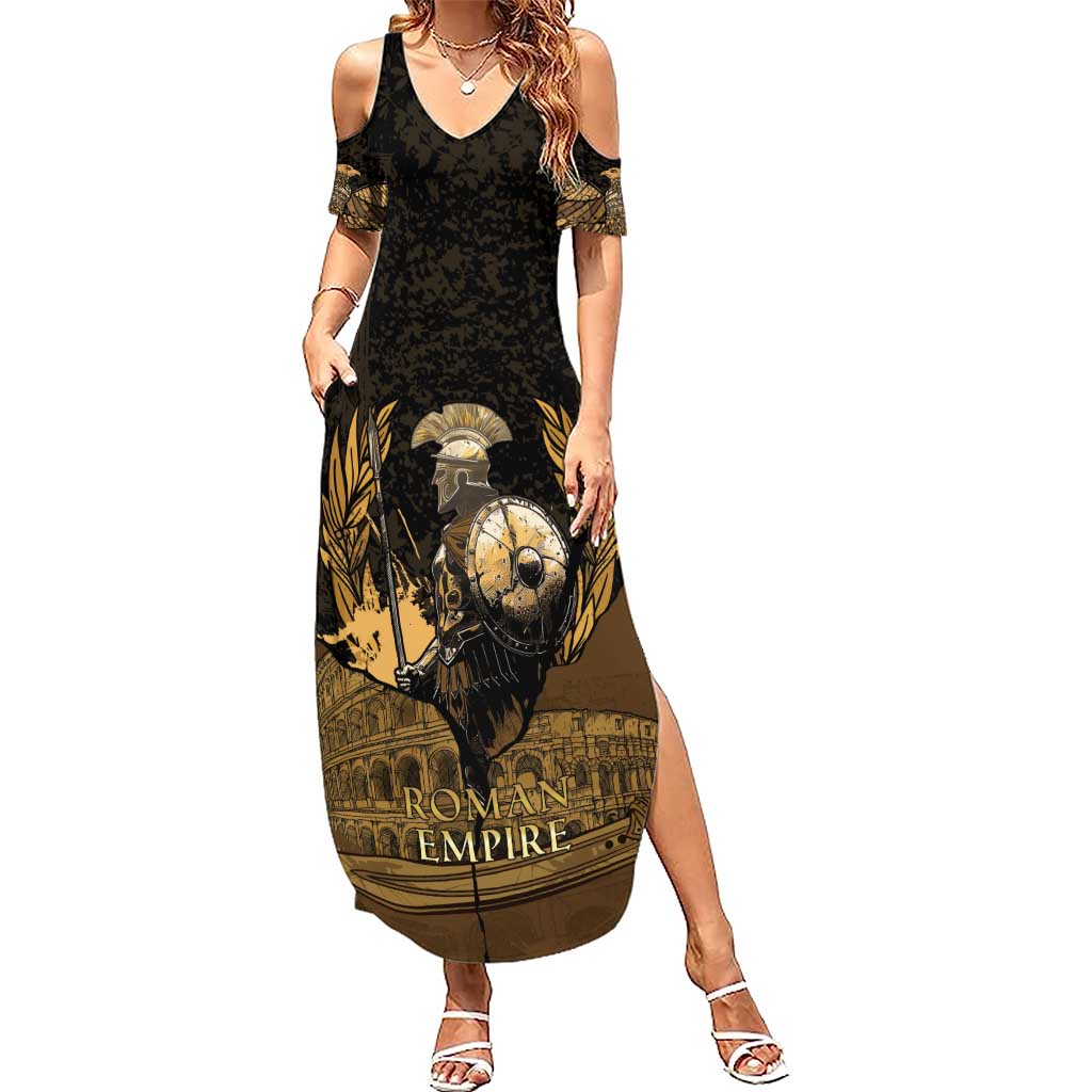 Roman Empire Family Matching Summer Maxi Dress and Hawaiian Shirt Centurion Colosseum - Wonder Print Shop