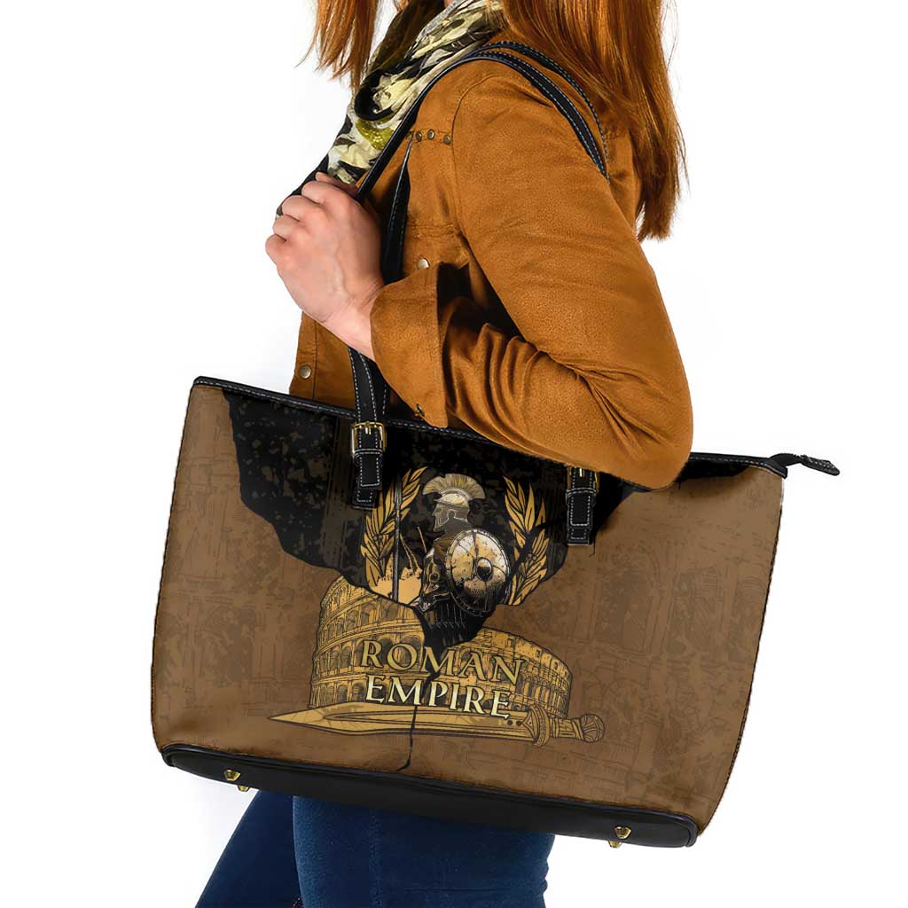 Roman Empire Leather Tote Bag Centurion Colosseum - Wonder Print Shop