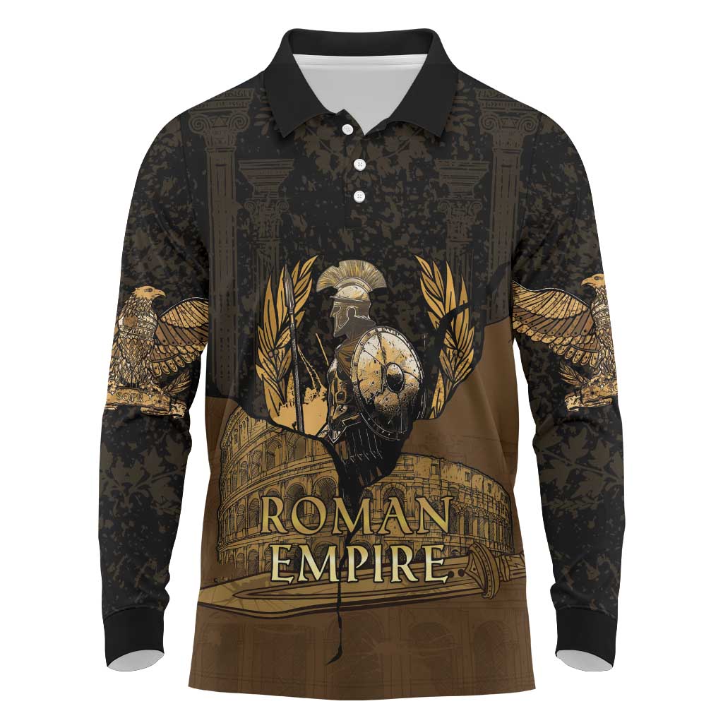 Roman Empire Long Sleeve Polo Shirt Centurion Colosseum - Wonder Print Shop