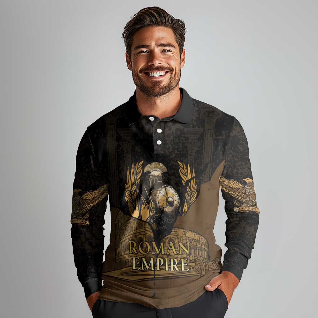 Roman Empire Long Sleeve Polo Shirt Centurion Colosseum - Wonder Print Shop