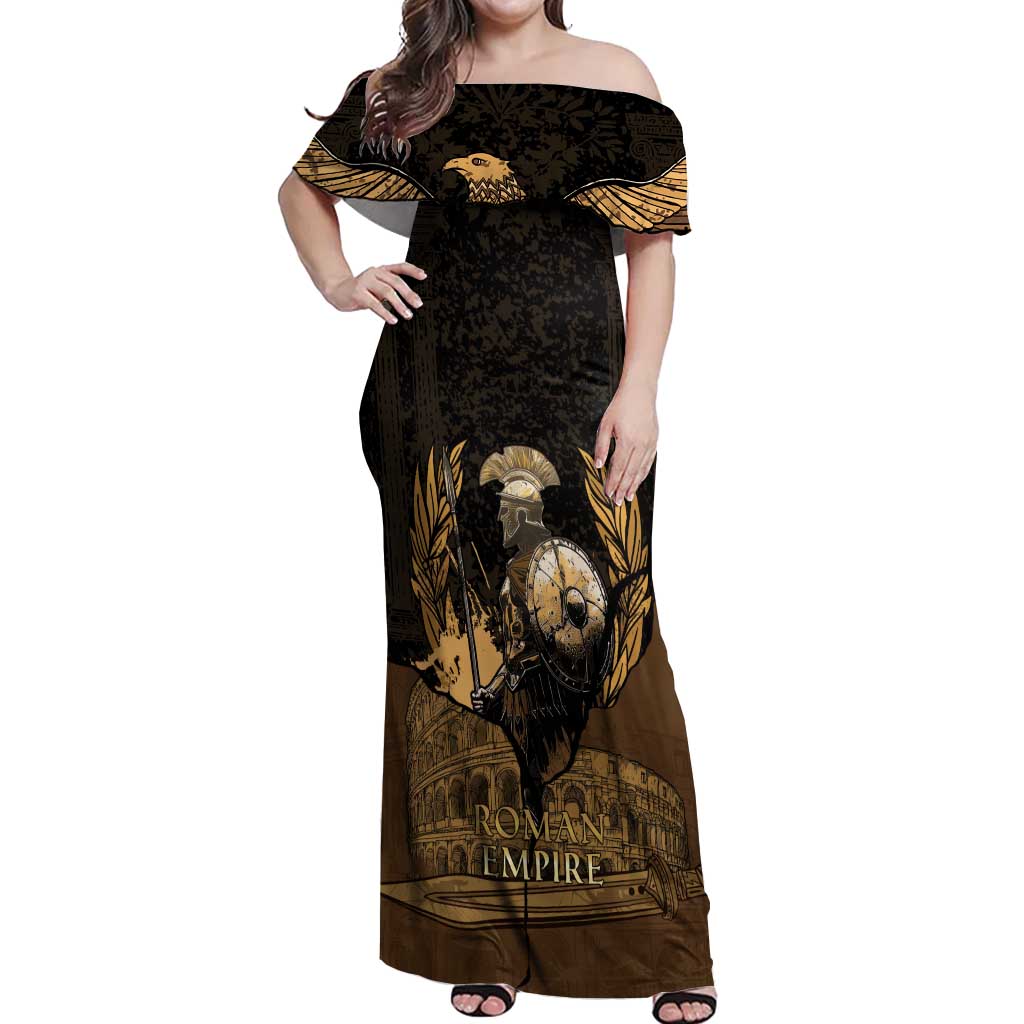 Roman Empire Off Shoulder Maxi Dress Centurion Colosseum - Wonder Print Shop