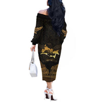 Roman Empire Off The Shoulder Long Sleeve Dress Centurion Colosseum - Wonder Print Shop