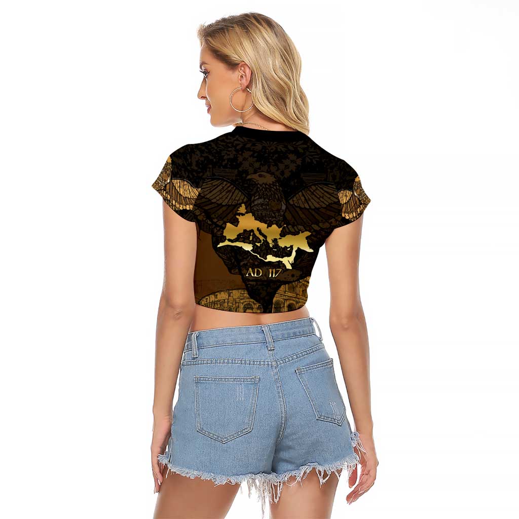 Roman Empire Raglan Cropped T Shirt Centurion Colosseum - Wonder Print Shop