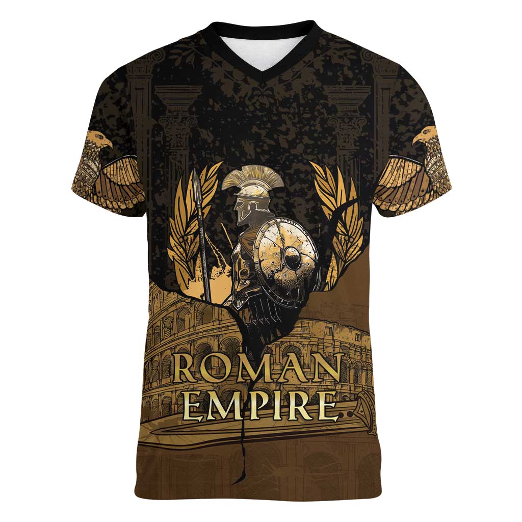 Roman Empire Women V-Neck T-Shirt Centurion Colosseum - Wonder Print Shop