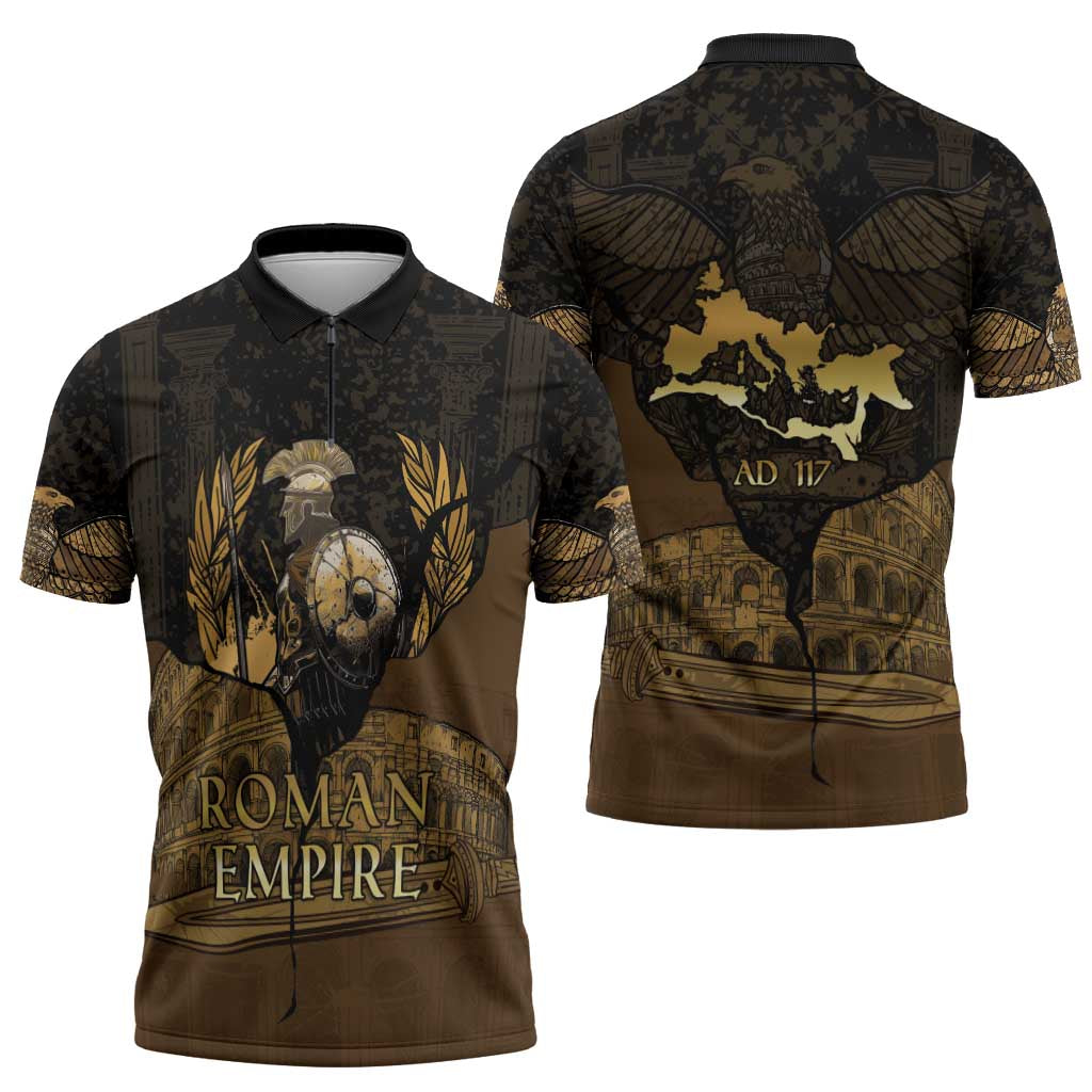 Roman Empire Zipper Polo Shirt Centurion Colosseum - Wonder Print Shop