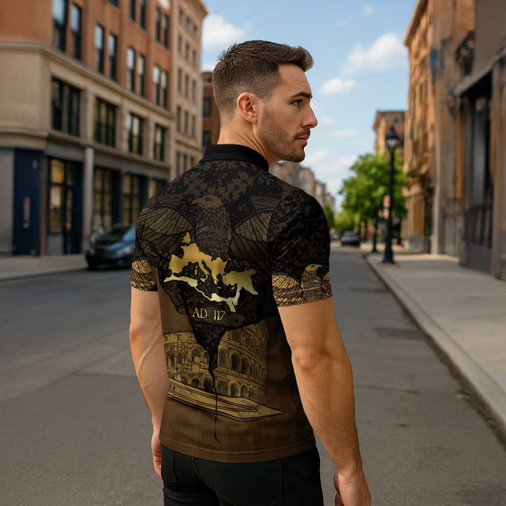 Roman Empire Zipper Polo Shirt Centurion Colosseum - Wonder Print Shop
