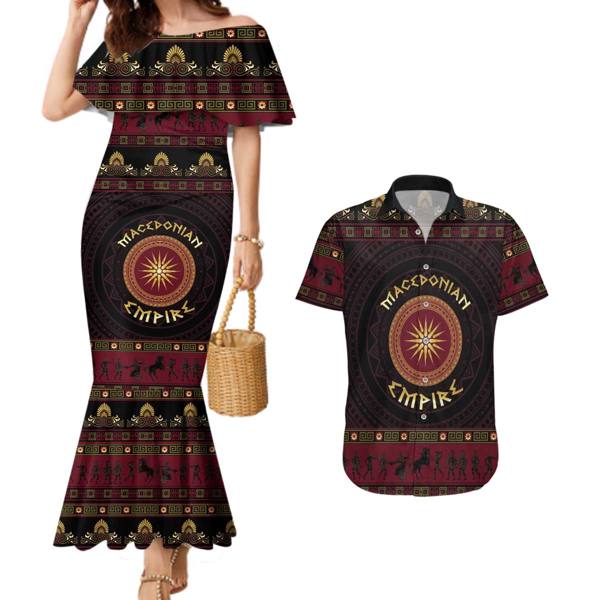 Macedonian Empire Couples Matching Mermaid Dress and Hawaiian Shirt Alexander The Great World Tour - Wonder Print Shop