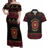 Macedonian Empire Couples Matching Off Shoulder Maxi Dress and Hawaiian Shirt Alexander The Great World Tour - Wonder Print Shop