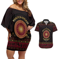 Macedonian Empire Couples Matching Off Shoulder Short Dress and Hawaiian Shirt Alexander The Great World Tour - Wonder Print Shop