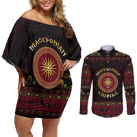 Macedonian Empire Couples Matching Off Shoulder Short Dress and Long Sleeve Button Shirt Alexander The Great World Tour - Wonder Print Shop