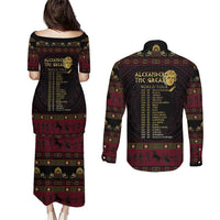 Macedonian Empire Couples Matching Puletasi and Long Sleeve Button Shirt Alexander The Great World Tour - Wonder Print Shop