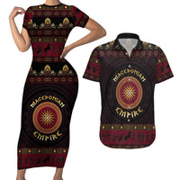 Macedonian Empire Couples Matching Short Sleeve Bodycon Dress and Hawaiian Shirt Alexander The Great World Tour - Wonder Print Shop