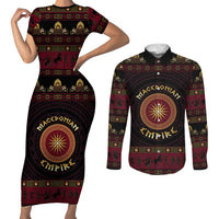 Macedonian Empire Couples Matching Short Sleeve Bodycon Dress and Long Sleeve Button Shirt Alexander The Great World Tour - Wonder Print Shop