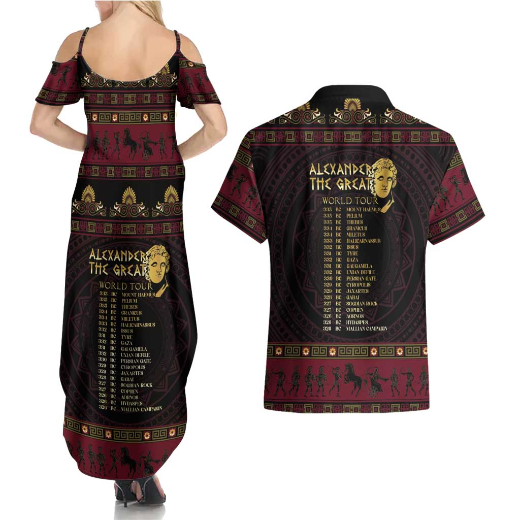 Macedonian Empire Couples Matching Summer Maxi Dress and Hawaiian Shirt Alexander The Great World Tour - Wonder Print Shop