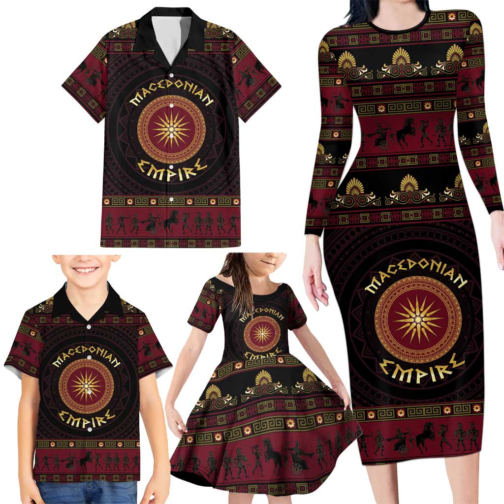 Macedonian Empire Family Matching Long Sleeve Bodycon Dress and Hawaiian Shirt Alexander The Great World Tour - Wonder Print Shop