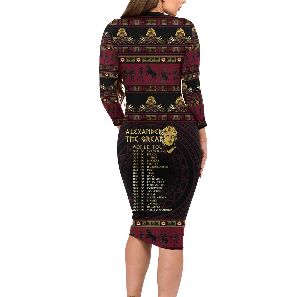 Macedonian Empire Family Matching Long Sleeve Bodycon Dress and Hawaiian Shirt Alexander The Great World Tour - Wonder Print Shop