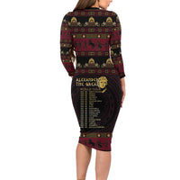 Macedonian Empire Family Matching Long Sleeve Bodycon Dress and Hawaiian Shirt Alexander The Great World Tour - Wonder Print Shop