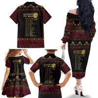 Macedonian Empire Family Matching Off The Shoulder Long Sleeve Dress and Hawaiian Shirt Alexander The Great World Tour - Wonder Print Shop