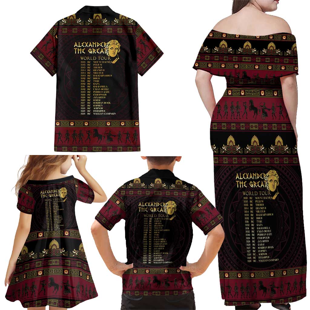 Macedonian Empire Family Matching Off Shoulder Maxi Dress and Hawaiian Shirt Alexander The Great World Tour - Wonder Print Shop