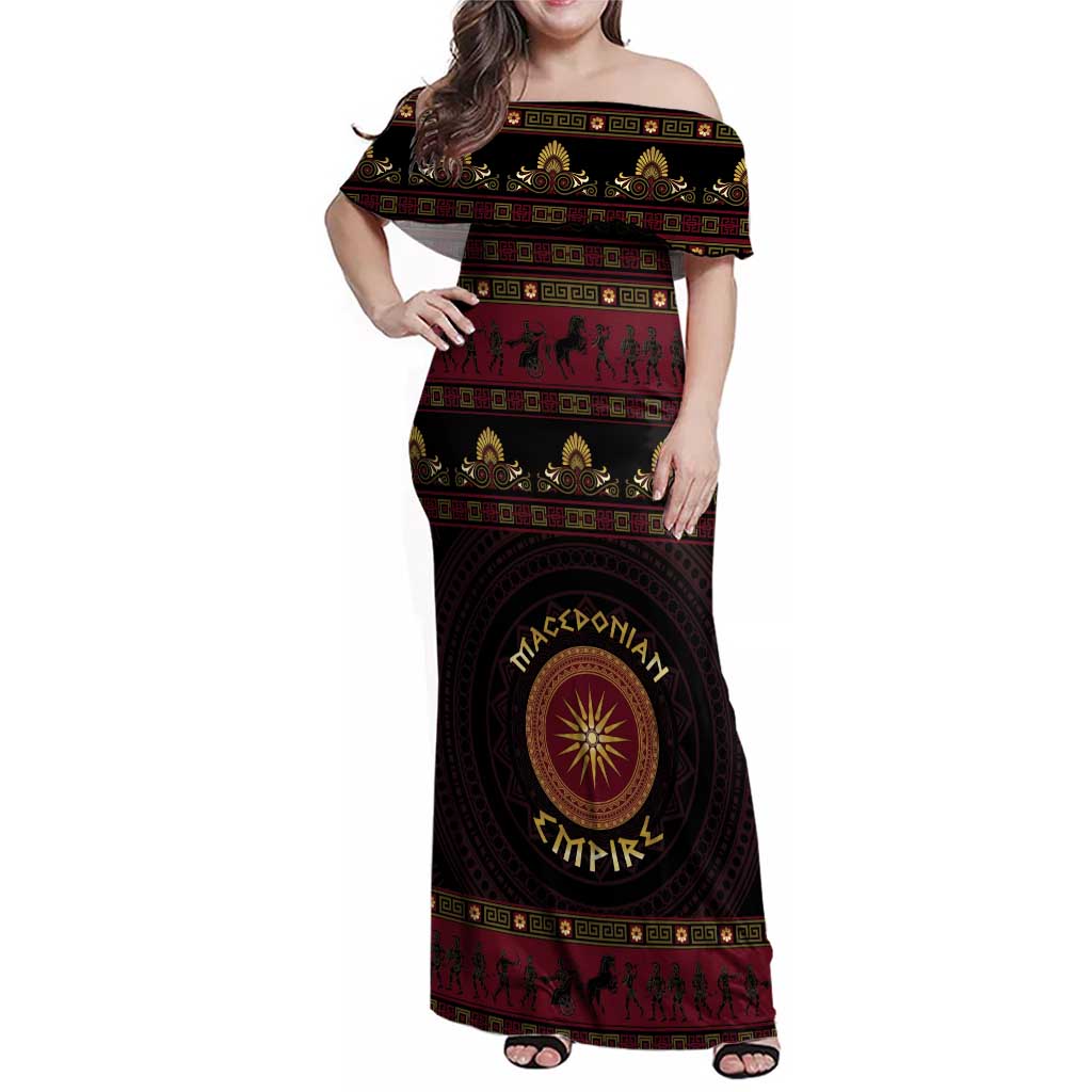 Macedonian Empire Family Matching Off Shoulder Maxi Dress and Hawaiian Shirt Alexander The Great World Tour - Wonder Print Shop