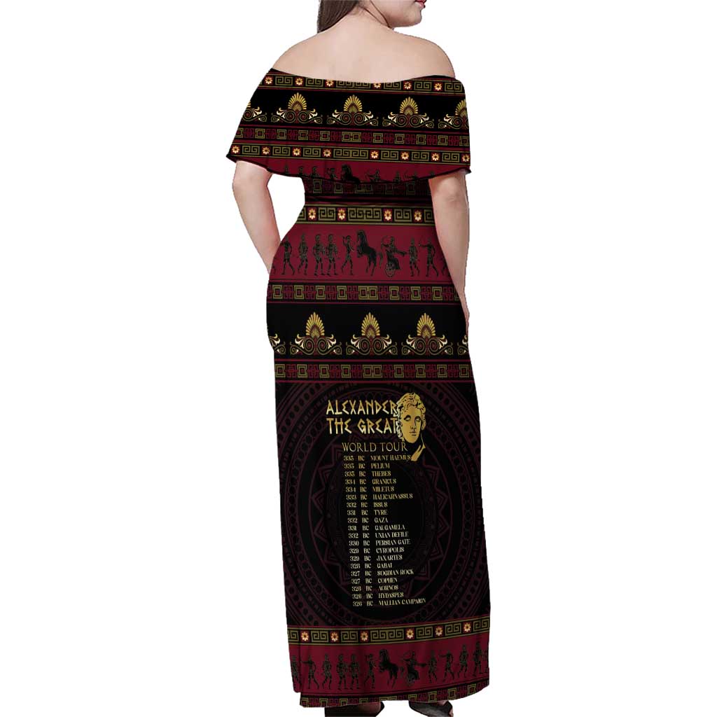 Macedonian Empire Family Matching Off Shoulder Maxi Dress and Hawaiian Shirt Alexander The Great World Tour - Wonder Print Shop