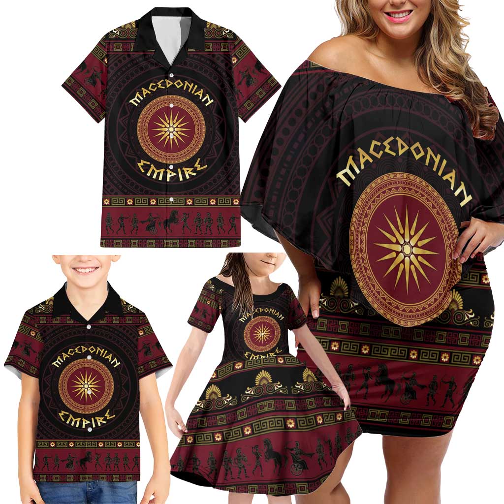 Macedonian Empire Family Matching Off Shoulder Short Dress and Hawaiian Shirt Alexander The Great World Tour - Wonder Print Shop
