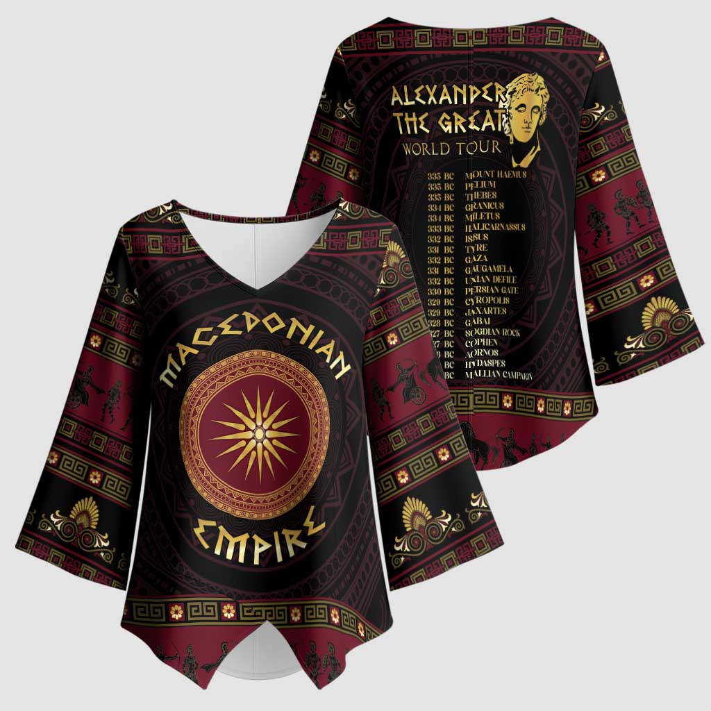 Macedonian Empire Kimono Sleeve Blouse Alexander The Great World Tour - Wonder Print Shop