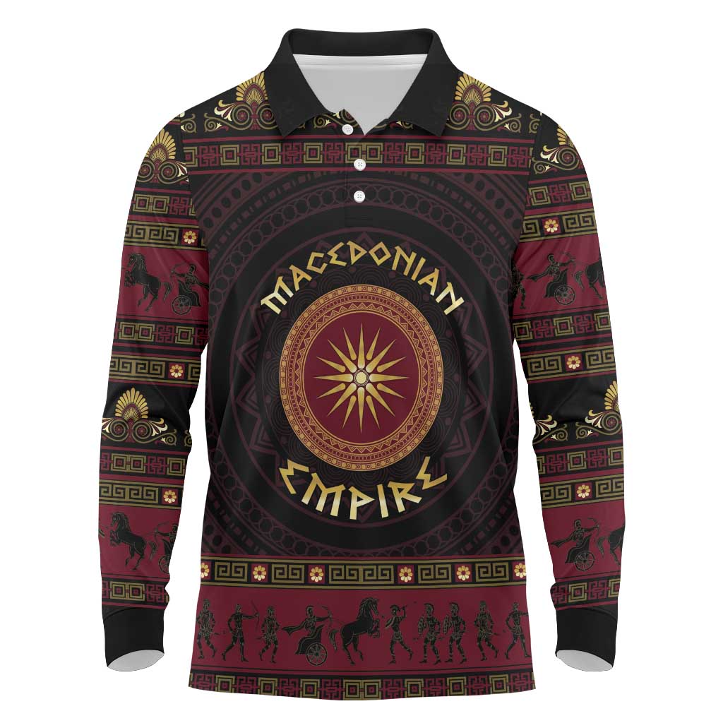 Macedonian Empire Long Sleeve Polo Shirt Alexander The Great World Tour - Wonder Print Shop