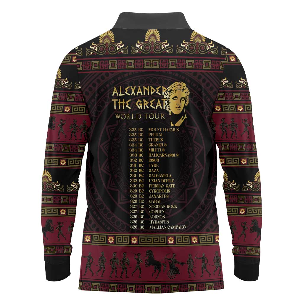 Macedonian Empire Long Sleeve Polo Shirt Alexander The Great World Tour - Wonder Print Shop