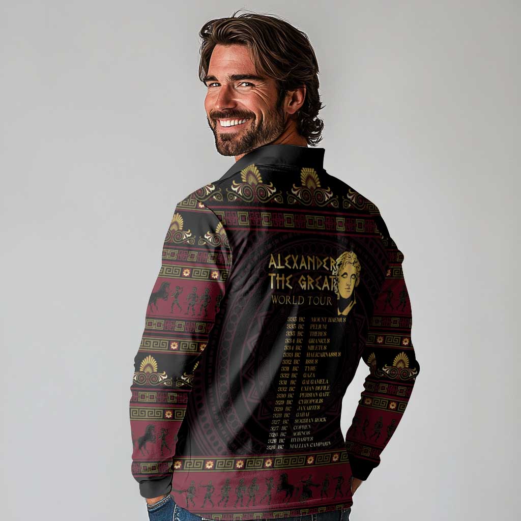 Macedonian Empire Long Sleeve Polo Shirt Alexander The Great World Tour - Wonder Print Shop