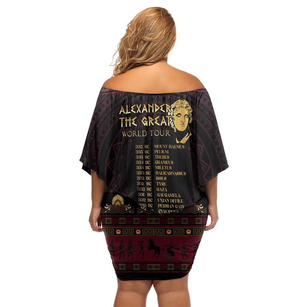 Macedonian Empire Off Shoulder Short Dress Alexander The Great World Tour - Wonder Print Shop