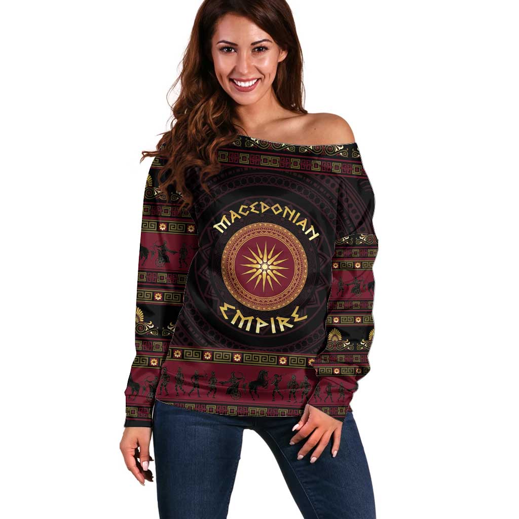Macedonian Empire Off Shoulder Sweater Alexander The Great World Tour - Wonder Print Shop