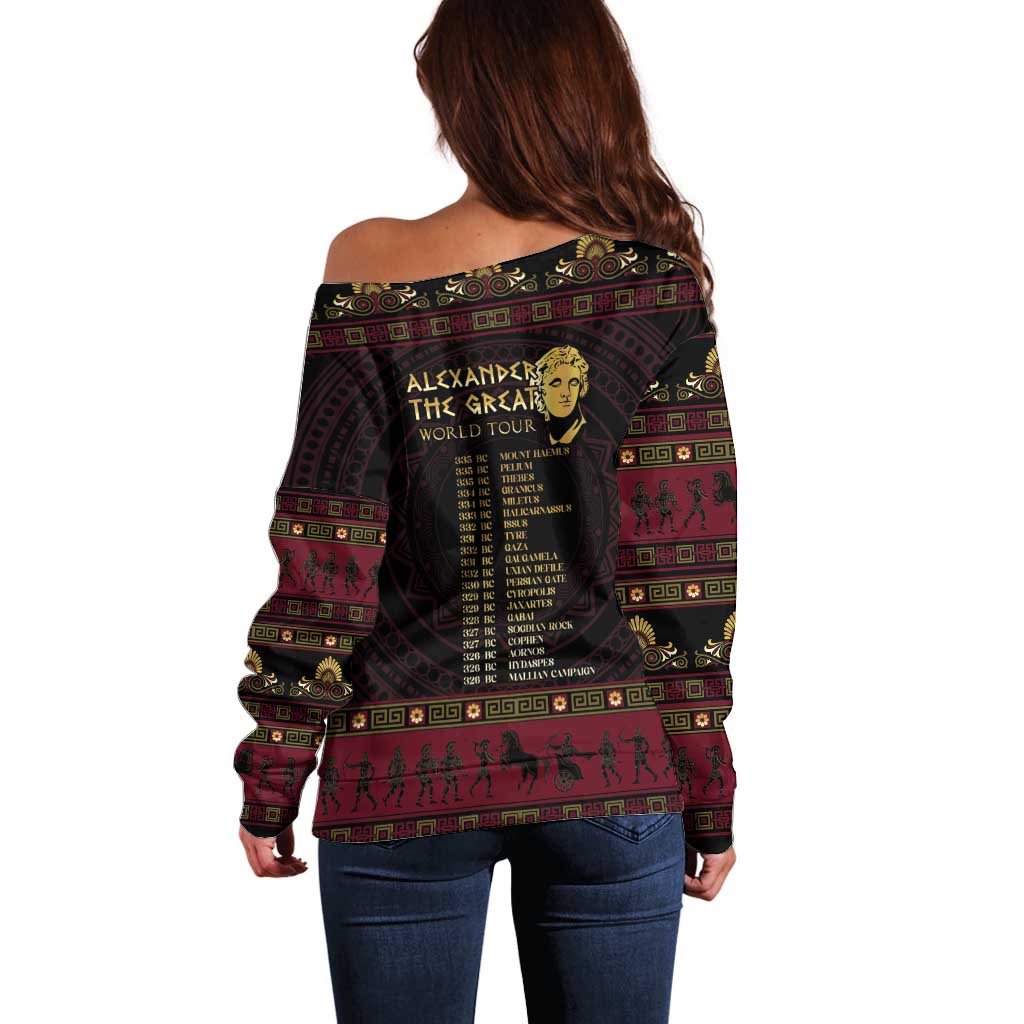 Macedonian Empire Off Shoulder Sweater Alexander The Great World Tour - Wonder Print Shop