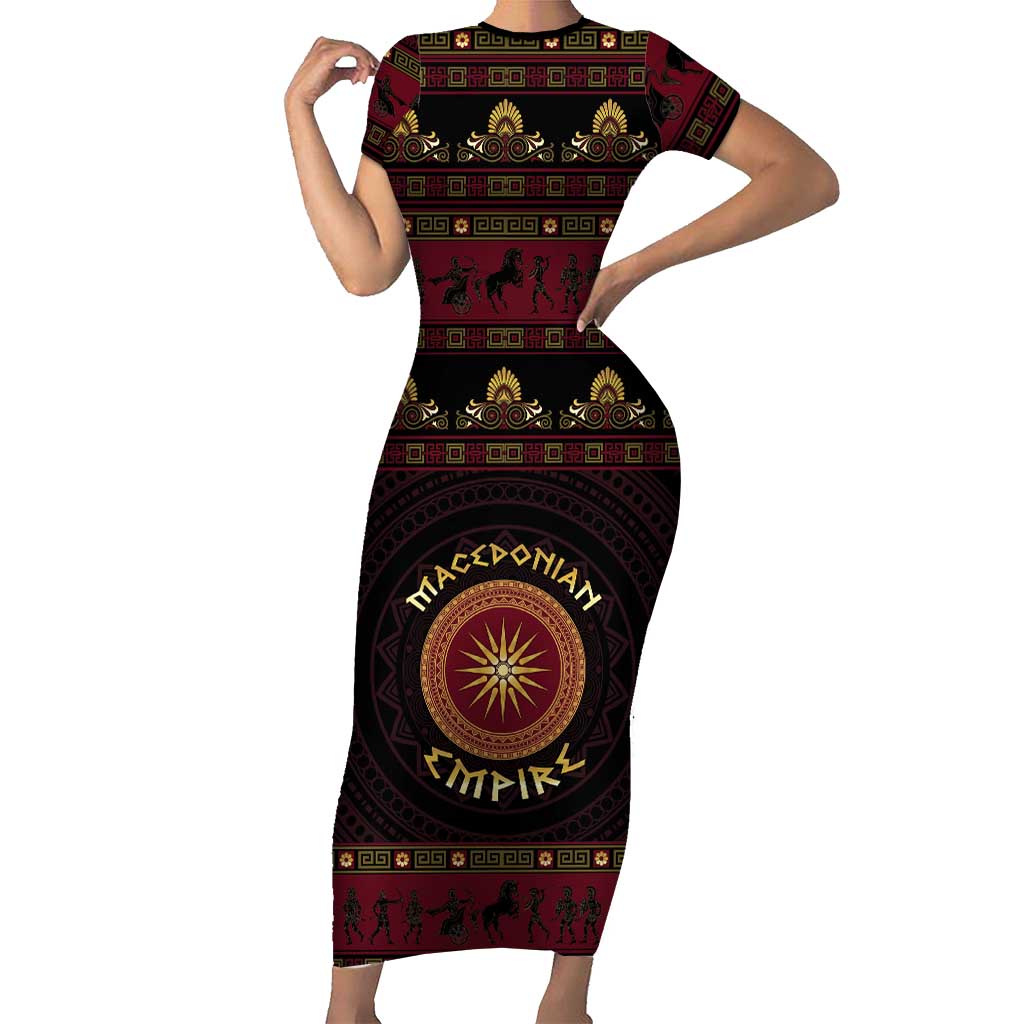 Macedonian Empire Short Sleeve Bodycon Dress Alexander The Great World Tour - Wonder Print Shop
