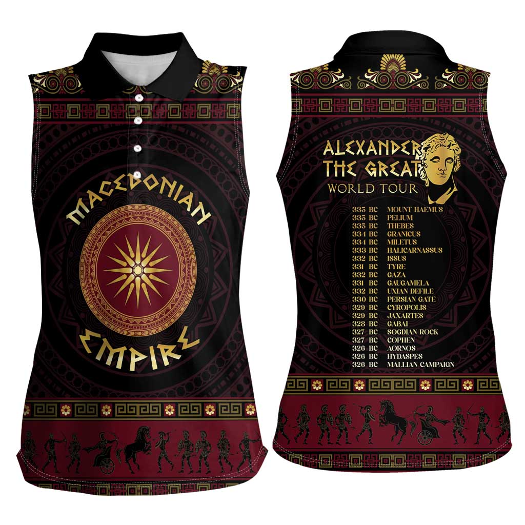 Macedonian Empire Women Sleeveless Polo Shirt Alexander The Great World Tour - Wonder Print Shop
