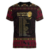 Macedonian Empire Women V-Neck T-Shirt Alexander The Great World Tour - Wonder Print Shop