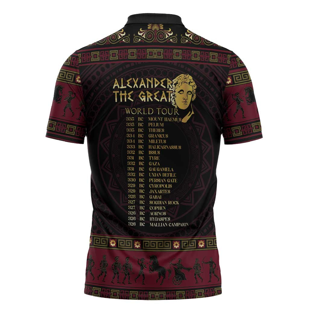Macedonian Empire Zipper Polo Shirt Alexander The Great World Tour - Wonder Print Shop