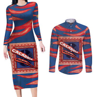 Personalized Italy Calabria Couples Matching Long Sleeve Bodycon Dress and Long Sleeve Button Shirt Piccantino Vintage Style