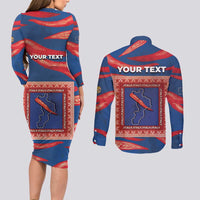 Personalized Italy Calabria Couples Matching Long Sleeve Bodycon Dress and Long Sleeve Button Shirt Piccantino Vintage Style